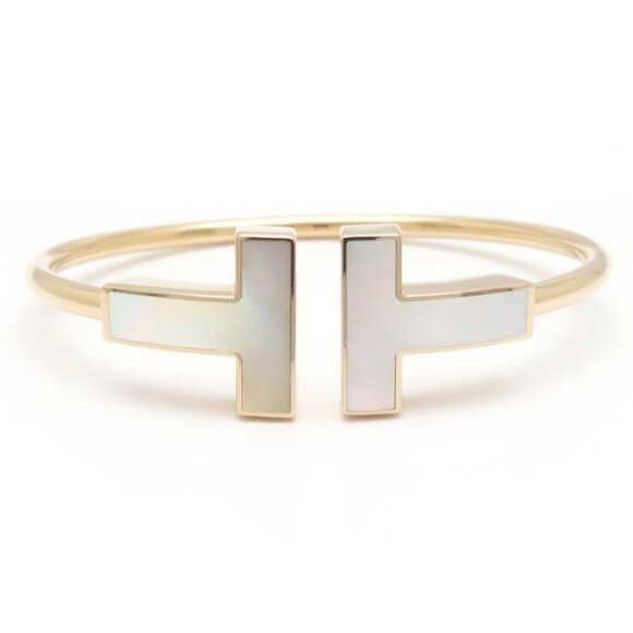 TIFFANY Jewelry - TIFFANY&Co. Tiffany T Wire Bangle Wide Mother-of-Pearl 18K Rose Gold Women's ...
